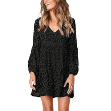 Load image into Gallery viewer, V-Neck Sexy Polka Dot Black Mini Dress